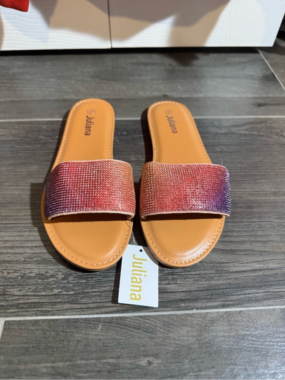 Juliana Pink to Purple Ombre Slide Sandals